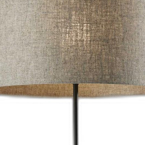 Sculptural Wood Floor Lamp with Black Metal Accents