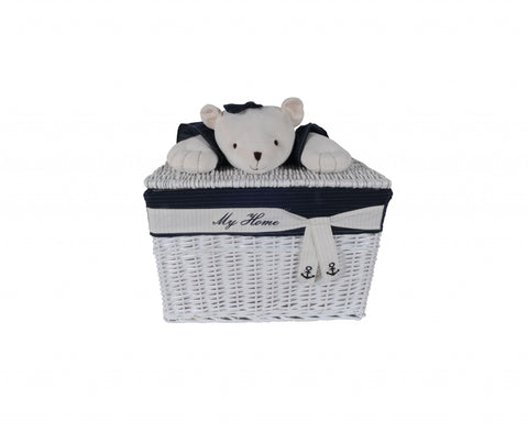 15.5" x 23.5" x 22" WhiteBlueRectangularBear Design Basket Set of 5