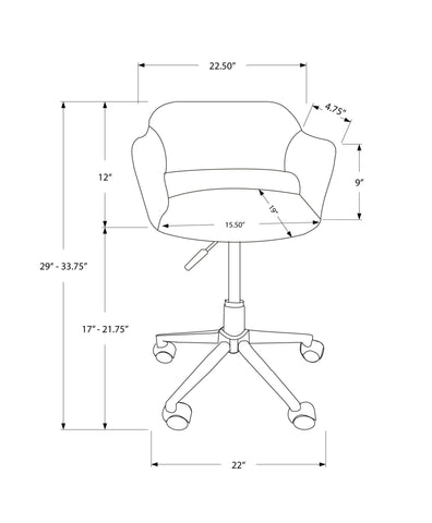 21" x 22.5" x 29" White Foam Metal Leather Look Lift Base Office Chair