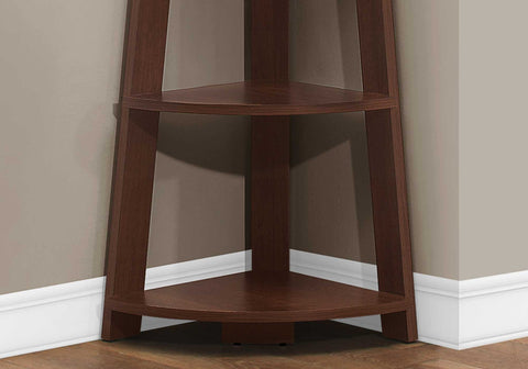 15.5" x 22.5" x 71.25" Cherry Bookcase Corner Accent Shelf