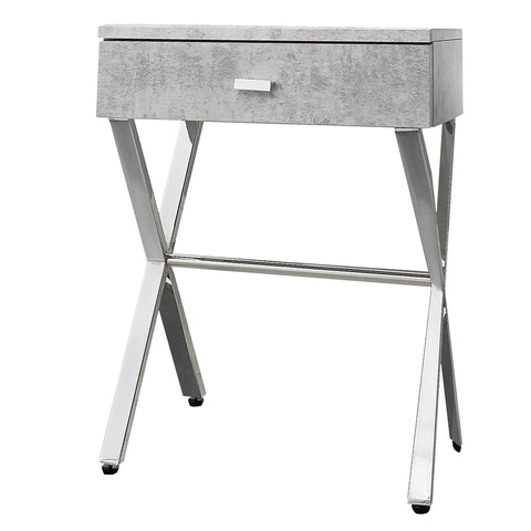 12" x 18.25" x 22.25" Grey Finish and Chrome Metal Accent Table