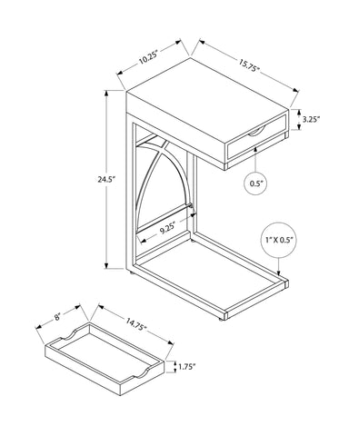 15.75" x 10.25" x 24.5" White Finish Drawer Accent Table