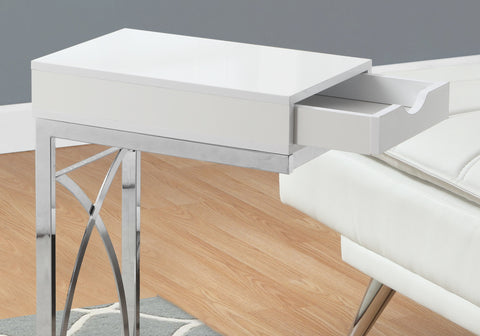 15.75" x 10.25" x 24.5" White Finish Drawer Accent Table