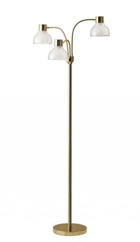 Adjustable Three Light Floor Lamp in Lustrous Gold Finish With Frosted Inner Shades