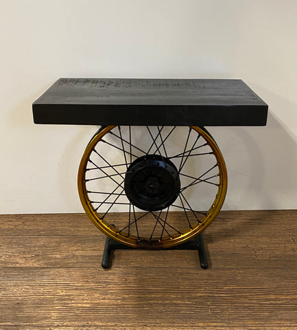 Black and Gold Wheel Accent Table