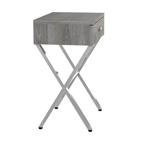 12" x 18.25" x 22.25" Dark Taupe Finish and Chrome Metal Accent Table