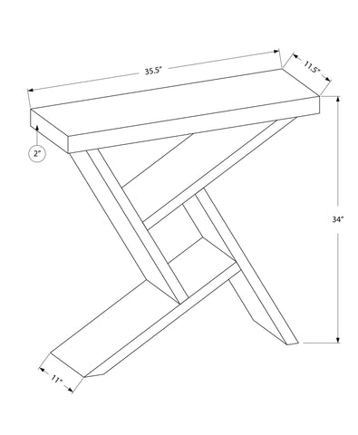 11.5" x 35.5" x 34" White Grey Finish Hollow Core Accent Table