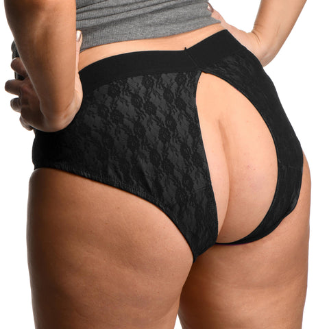 Lace Envy Black Crotchless Panty Harness