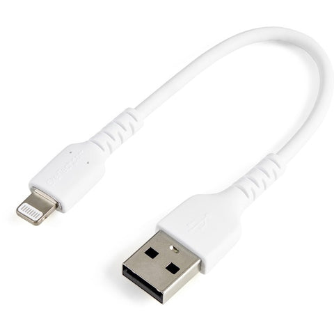 StarTech.com 6 inch/15cm Durable White USB-A to Lightning Cable, Rugged Heavy Duty Charging/Sync Cable for Apple iPhone/iPad MFi Certified