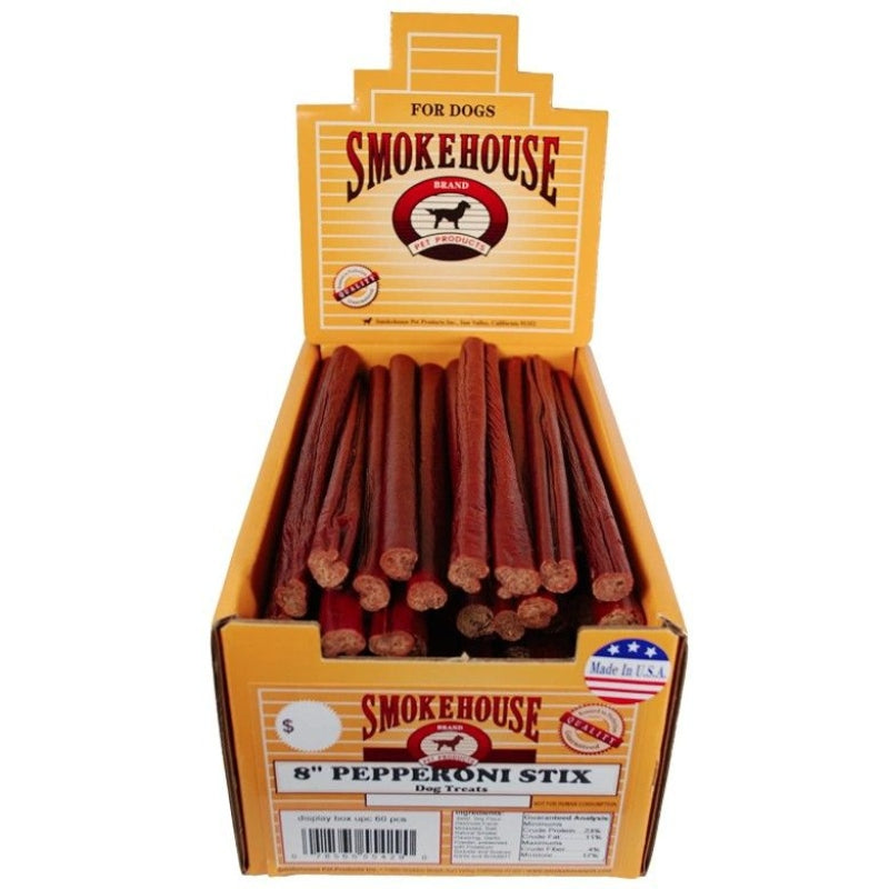 Smokehouse Pepperoni Stix 8" Dog Treat With Display Box - 60 Count (6 X 10 Ct)