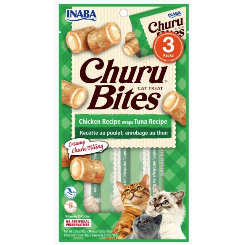 Inaba Churu Bites Cat Treat Chicken Recipe Wraps Tuna Recipe - 4 Count