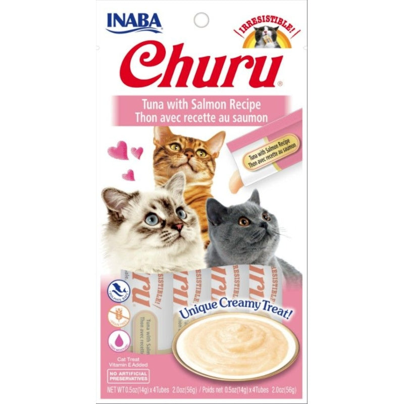 Inaba Churu Tuna With Salmon Recipe Creamy Cat Treat - 4 Count