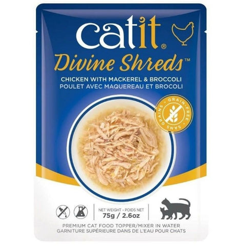 Catit Divine Shreds Chicken With Mackerel And Broccoli - 2.65 Oz