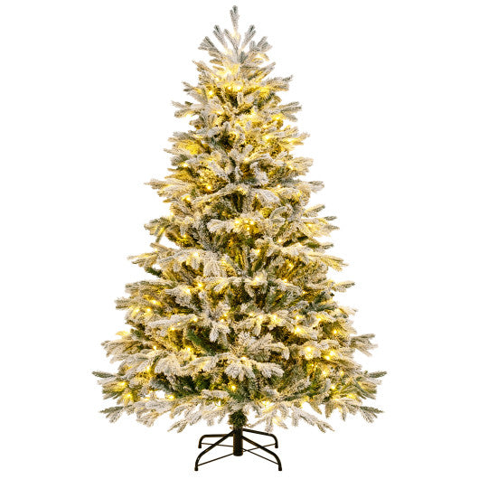 4.5/6/7 FT Artificial Pre-Lit Christmas Tree Hinged Xmas Tree with Warm White LED lights-6 ft