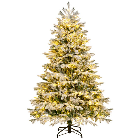 4.5/6/7 FT Artificial Pre-Lit Christmas Tree Hinged Xmas Tree with Warm White LED lights-6 ft