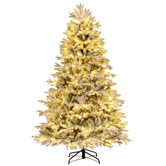 4.5/6/7 FT Artificial Pre-Lit Christmas Tree Hinged Xmas Tree with Warm White LED lights-7 ft