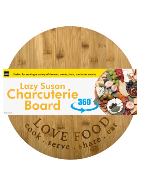 Lazy Susan Charcuterie Board with Love Food Engraved Wording (Available in a pack of 2)