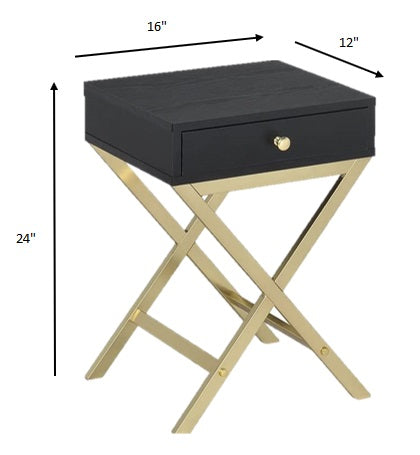 Black Brass Single Drawer Side Table