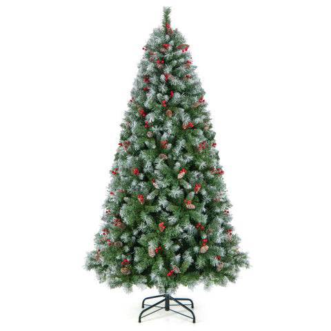 Hinged Christmas Tree with PVC Branch Tips and Warm White LED Lights-7.5 ft