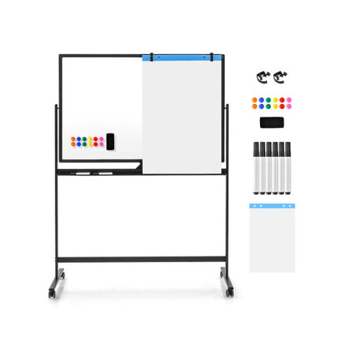 32 x 47 Inch Portable Rolling White Board-Black