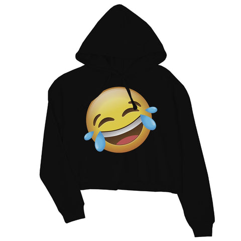 Emoji-Laughing Womens Crop Hoodie Silly Cool Fun Halloween Costume