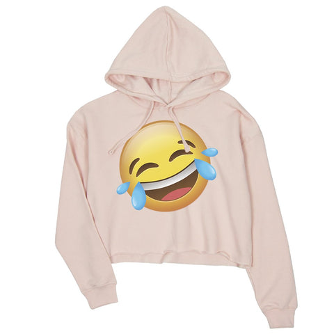 Emoji-Laughing Womens Crop Hoodie Silly Cool Fun Halloween Costume