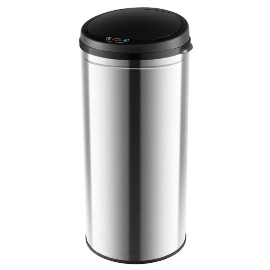 8 Gal Automatic Trash Can with Stainless Steel Frame Touchless Waste Bin-Silver