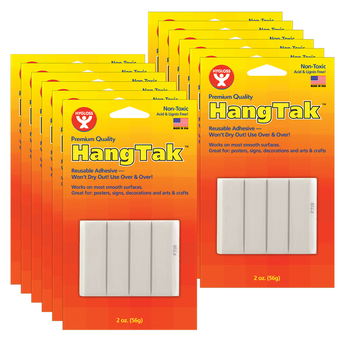 HangTak™ Reusable Adhesive, White, 2 oz. Per Pack, 12 Packs