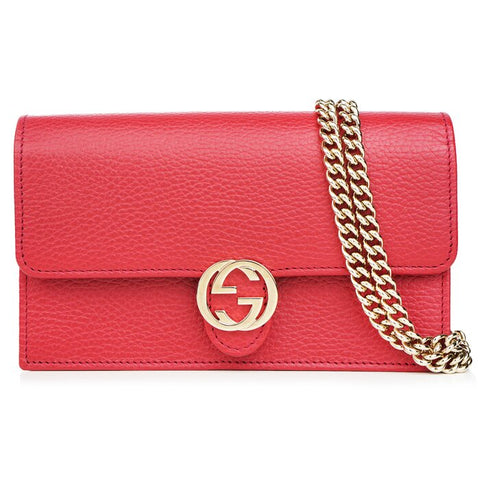 Icon Gg Interlocking Wallet On Chain Red Crossbody Bag 615523 - Red