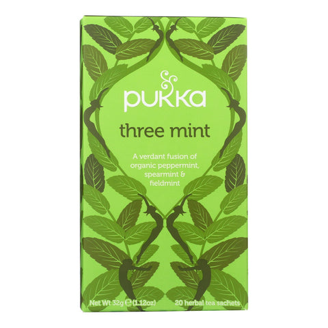 Pukka Herbal Teas Tea - Organic - Three Mint - 20 Bags - Case Of 6