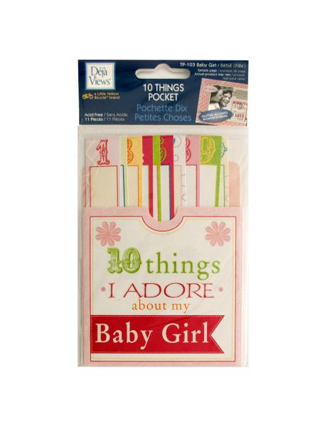 10 Things I Adore About My Baby Girl Journaling Pocket (Available in a pack of 24)