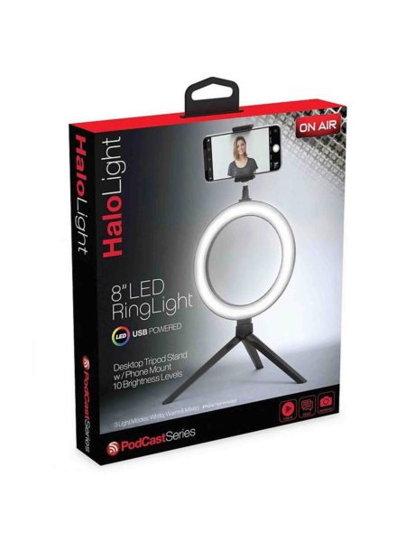 Tzumi On Air Halo Light 8&rdquo; LED Ring Light &amp; Tripod Stand (Available in a pack of 2)