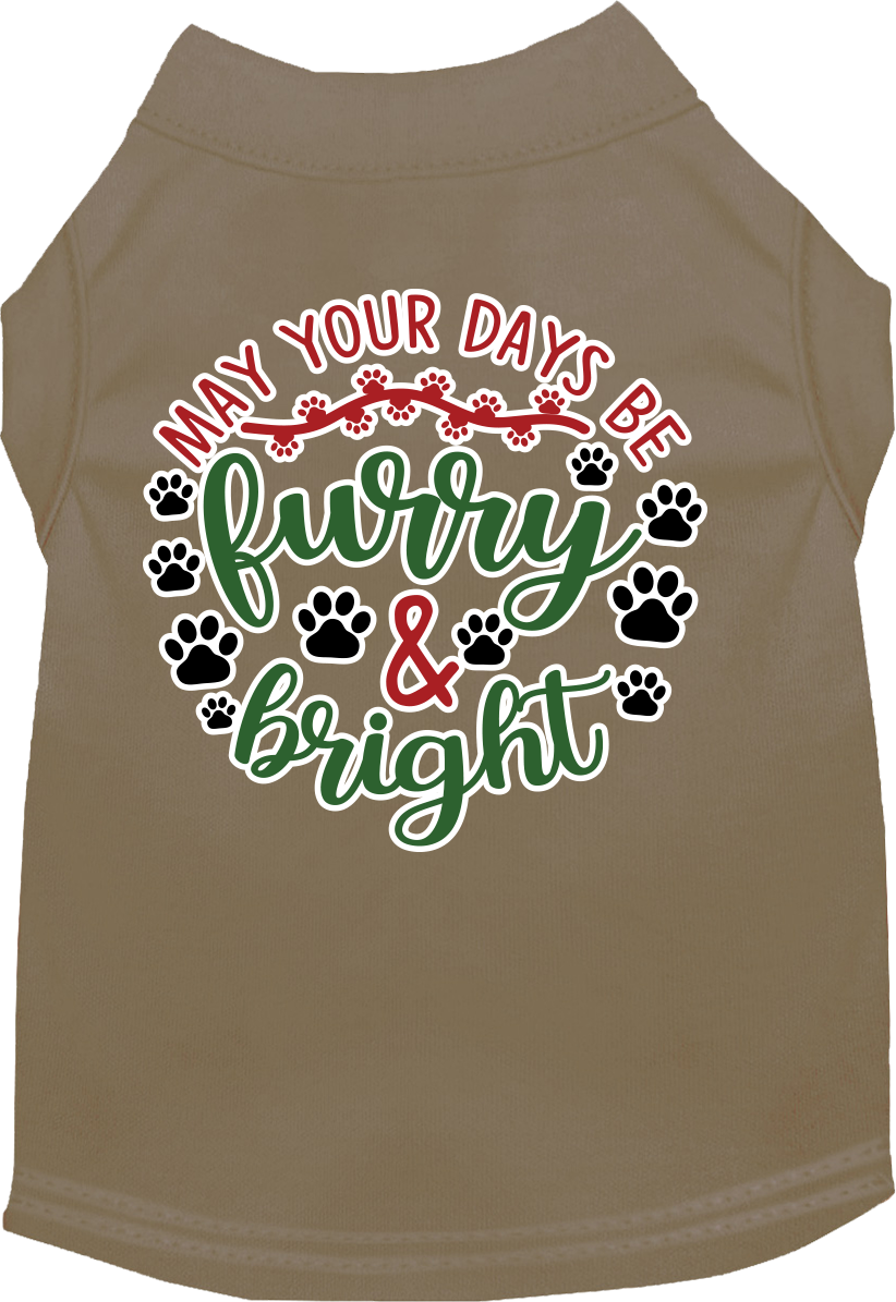 Furry And Bright Screen Print Dog Shirt Tan Size Md