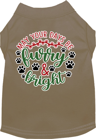 Furry And Bright Screen Print Dog Shirt Tan Size Md