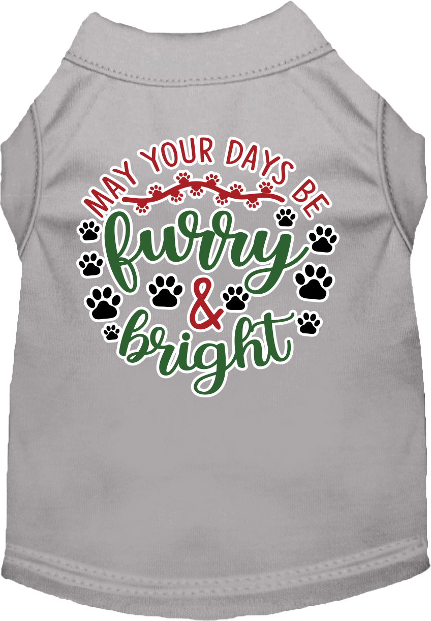 Furry And Bright Screen Print Dog Shirt Grey Size Xs