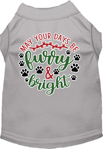 Furry And Bright Screen Print Dog Shirt Grey Size Xs