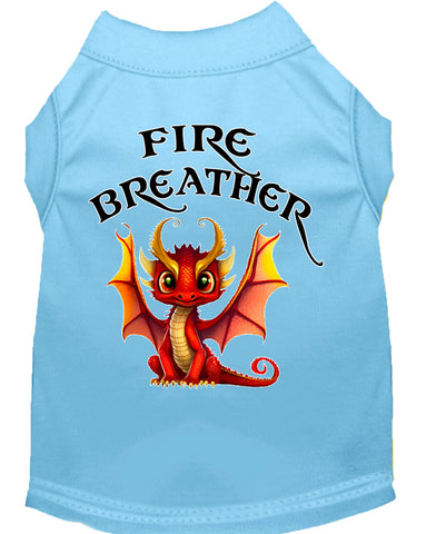 Fire Breather Dragon Screen Print Dog Shirt Baby Blue Med (12)