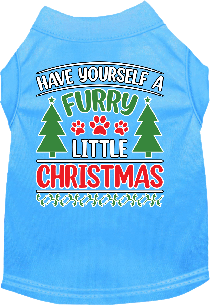 Furry Little Christmas Screen Print Dog Shirt Bermuda Blue Size 4x