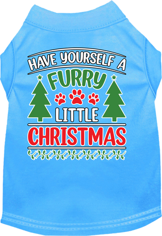 Furry Little Christmas Screen Print Dog Shirt Bermuda Blue Size 4x