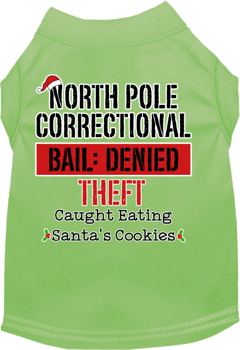 North Pole Correctional Screen Print Dog Shirt Lime Green Size Xxxl