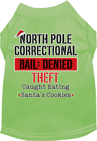 North Pole Correctional Screen Print Dog Shirt Lime Green Size Xxxl