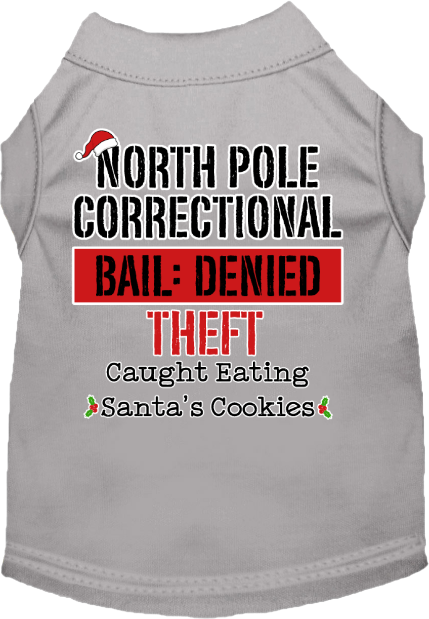 North Pole Correctional Screen Print Dog Shirt Grey Size 5x