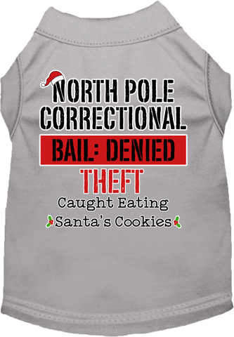 North Pole Correctional Screen Print Dog Shirt Grey Size 5x