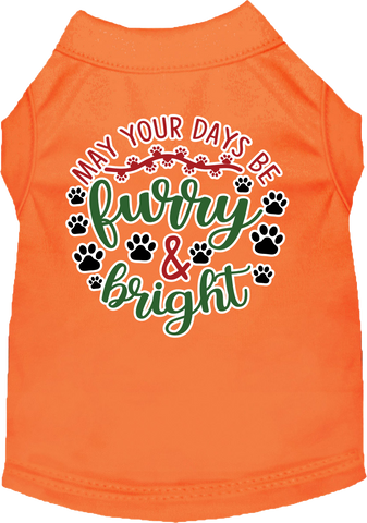 Furry And Bright Screen Print Dog Shirt Orange Size Sm