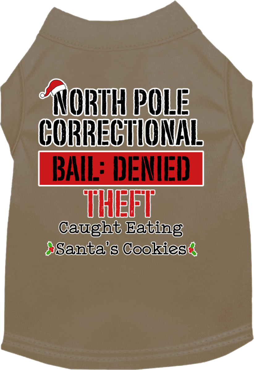 North Pole Correctional Screen Print Dog Shirt Tan Size Xxxl