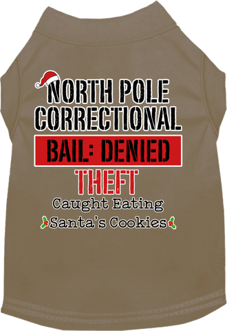 North Pole Correctional Screen Print Dog Shirt Tan Size Xxxl