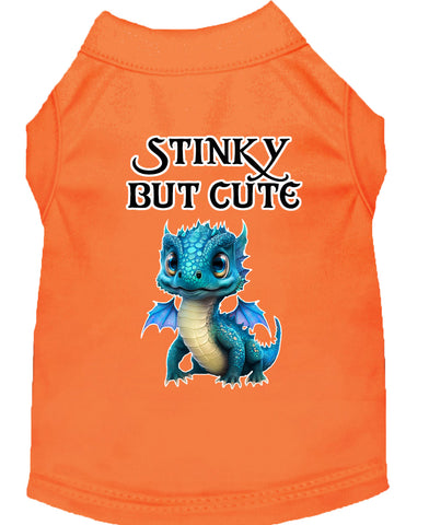 Stinky But Cute Dragon Screen Print Dog Shirt Orange Sm (10)