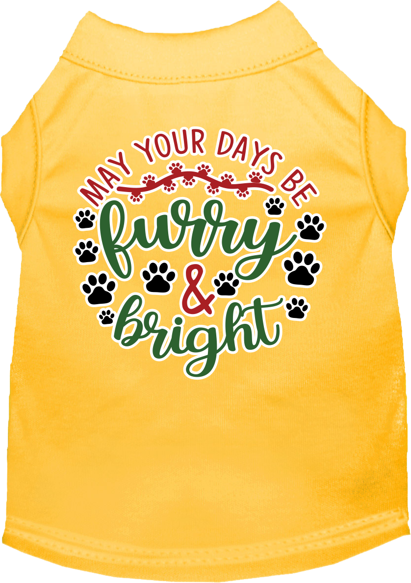 Furry And Bright Screen Print Dog Shirt Yellow Size 6x