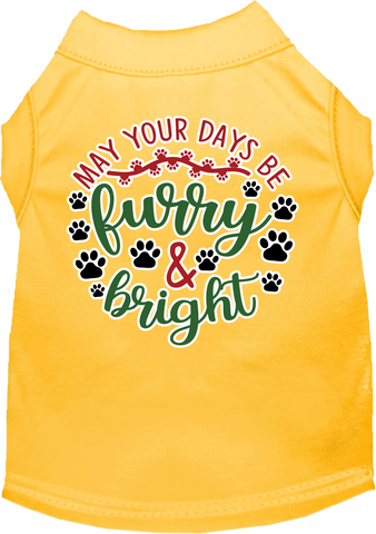 Furry And Bright Screen Print Dog Shirt Yellow Size 6x