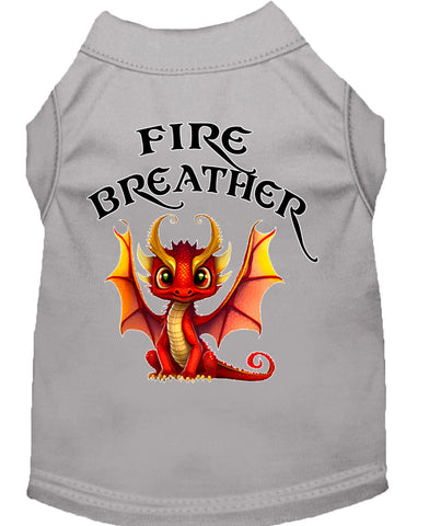 Fire Breather Dragon Screen Print Dog Shirt Grey Xxxl (20)